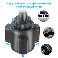 Support de téléphone réglable à long cou de cygne avec base extensible, sans secousses, pour porte-gobelet de voiture, rotation 360° °   Rotation pour iPhone Android