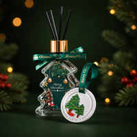 Arovi - Coffret Cadeau Diffuseur d'Arômes de Noël 100ml, Parfum d'Ambiance pour la Maison avec Ornement Rond en Gypse 35g, Boîte Personnalisée