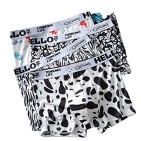 2025 nouveauté haute qualité sous-vêtements en soie glacée pour grande taille hommes luxe taille moyenne Boxer slips Unique imprimé motif respirant