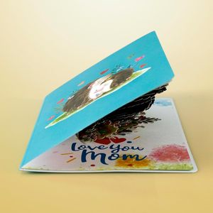 Tarjeta 3D emergente con diseño de erizo para mamá, tarjeta de felicitación para el Día de la Madre con flores y mariposas, tarjeta de papel con acabado mate - Product Image 5