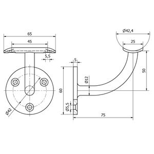 SKU C110013-L Support de type 1 en acier inoxydable AISI 316 poli pour main courante Ø 42.4 en accessoire de balustrades et mains courantes - Product Image 2