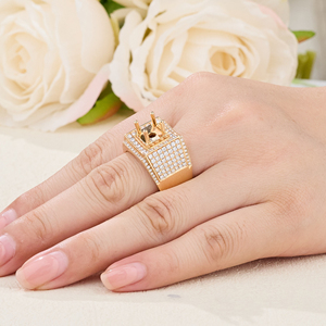 Bague de fiançailles classique en or rose massif 18 carats pour homme, avec diamant de 1 à 2 carats, semi-monture pour un luxe certifié - Product Image 2