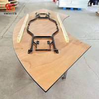 Table pliante demi-lune populaire et élégante, table de banquet en bois serpentine pour événements de mariage