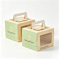 Boîte à gâteau personnalisée avec logo, 6 et 8 pouces de hauteur, avec poignée et fenêtre, emballage de boulangerie, boîte de transport en papier ivoire pour gâteau floral, crème, dessert