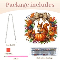 Décoration suspendue DIY pour la fête de Thanksgiving : Couronne d'écureuil en peinture diamant avec strass de forme spéciale pour l'artisanat artistique