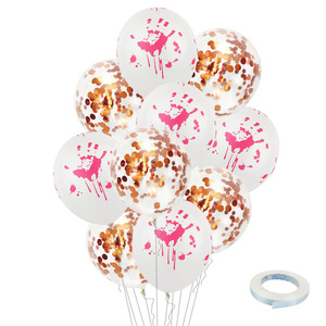 Halloween Balloon 12 Inch Pumpkin Blood Handprint Sequin Confetti Balloon Halloween Party Supplies - Product Image 5