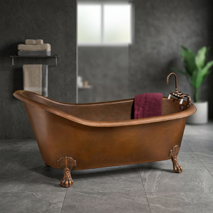 Bañera Independiente de Cobre, Estilo Clásico Ovalado Retro, Antideslizante, para Hogar, Hotel, Baño - Artesanía India - Product Image 1