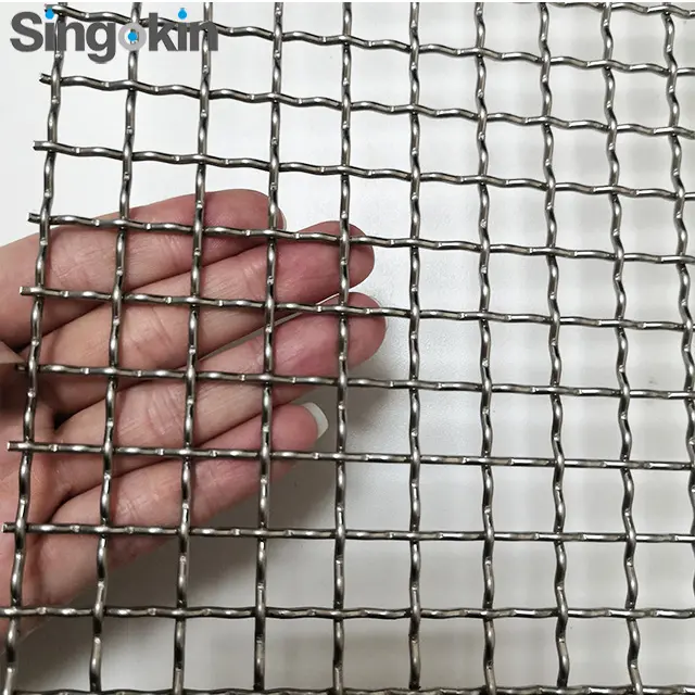 SUS 304 316 316l 6 8 10 12 14 20 mesh stainless steel crimped woven wire mesh for pig breeding, sand sieving, BBQ mesh