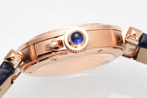 Reloj Clásico Redondo para Mujer con Correa de Cuero Azul, Elegante Bisel con Diamantes, Reloj de Pulsera Mecánico Automático para Uso Casual y Formal - Product Image 6