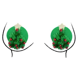 供应商女性乳房乳头覆盖馅饼内衣配件乳房覆盖绿色树乳头贴纸圣诞节