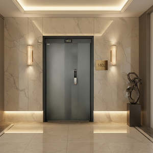 ZS Custom Modern Design Villa House Aluminum Alloy Stainless Steel Exterior Security Unequal Double Front Entry <strong>Door</strong> - Product Image 2