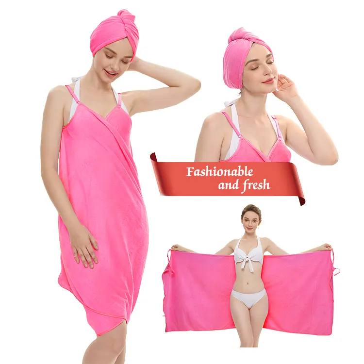 Handuk Pembungkus Microfiber untuk Wanita Handuk Pembungkus Mandi Dapat Disesuaikan dengan Jubah Mandi Hotel Rumah Bungkus Seksi Handuk Mandi Dada