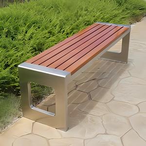 Yüksek Kaliteli Modern Paslanmaz Çelik Ahşap Açık Hava Park Bankı Konforlu Dayanıklı Su Geçirmez Çevre Dostu Otel Alışveriş Merkezi Kullanımı İçin - Product Image 6
