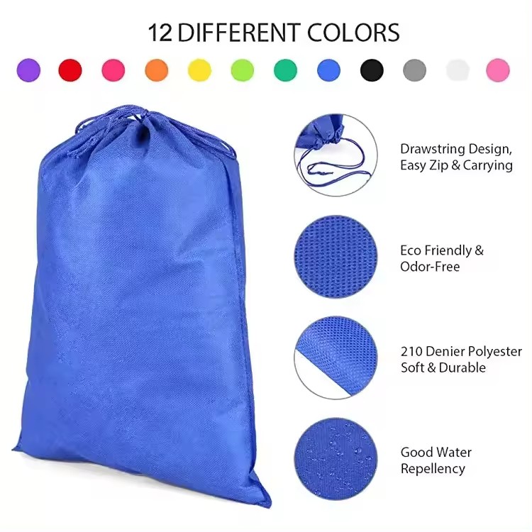 Custom logo printed waterproof 210d polyester drawstring bag