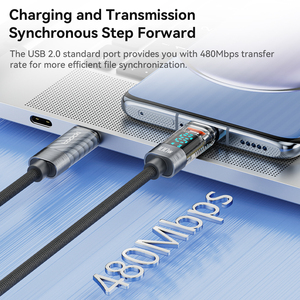Affichage numérique Transparent 1m 6A 100W PD Charge rapide 100W 6A <span class=keywords><strong>Câble</strong></span> USB c vers USB C Extension de <span class=keywords><strong>téléphone</strong></span> portable Type c Chargeur Cabl - Product Image 3