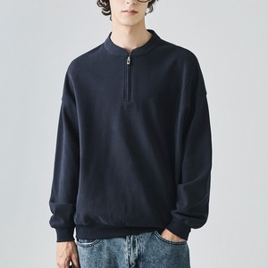 Hot Bán OEM Tùy Chỉnh Thiết Kế Logo Chất Lượng Cao Màu Đen Mens Quý Áo Trống Đứng Cổ Áo Nửa Zip Áo Thun Áo - Product Image 4