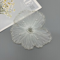 Base de patch en tissu pour corsage, broderie de perles informatisée, appliqué en maille, style pastoral 3D, forme de fleur