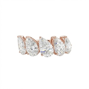 Bague demi-éternité en diamants de type poire - Or 9k, 14k, 18k - Product Image 5