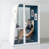 Cabine de bureau modulaire insonorisée - Espace de réunion acoustique - Bureau à hauteur réglable - Éclairage LED - Construction en acier durable pour un environnement moderne