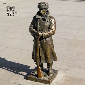 BLVE Sculpture Monumentale Géante en Métal pour Extérieur Urbain, Statue de Guerrier <span class=keywords><strong>Soviétique</strong></span> en Bronze Agé à Genoux, Héroïque Combattant - Product Image 4