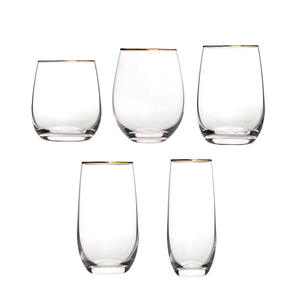 Coffrets cadeaux haut de gamme Verres à champagne personnalisés pour le vin avec bord doré ou personnalisez votre marque, copas De <span class=keywords><strong>Cristal</strong></span> Con Dorado - Product Image 5