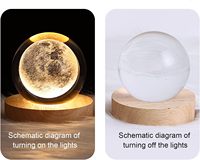 Art de rêve 3D sur le thème de l'espace Système solaire Saturne Galaxy Boule de verre en cristal USB Power Sphere Night Glowing Planet Lampe de table Light