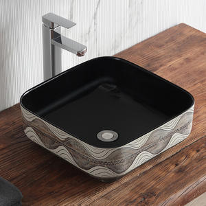<span class=keywords><strong>Lavabo</strong></span> Rectangular de Porcelana Azul y Blanca Estilo <span class=keywords><strong>Retro</strong></span> Chino para Baño, Lavamanos con Grifo y Desagüe para Hotel - Product Image 2