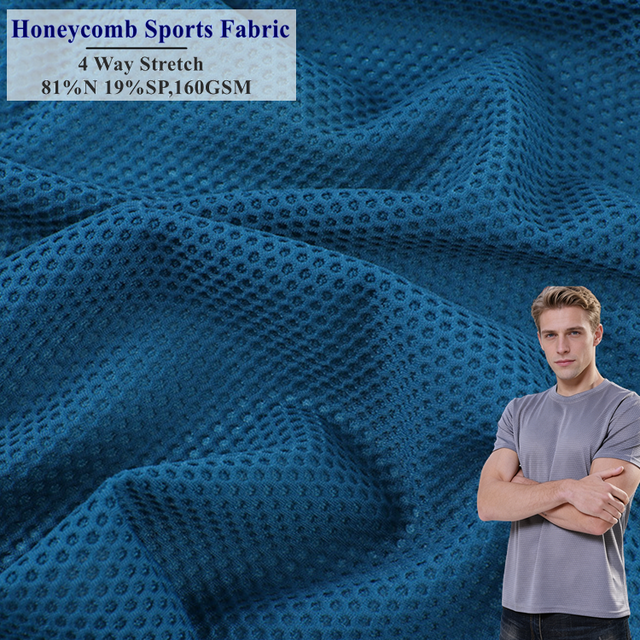 Breathable 4 Way Stretch 81% Nylon 19% Spandex Knit Cooling Honeycomb Mesh Yoga Sportswear Fabric for Tshirt Leggings