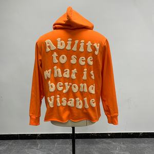 Fabricante Mayorista de Sudaderas con Capucha para Hombre, con Bordes Cortados, Estampado Puff Personalizado, Oversize y sin Dobladillo sin Rematar - Product Image 3