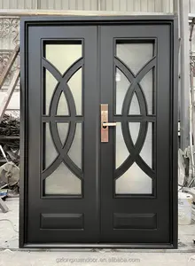 Modern Main Design Wrought Double Door Exterior Door High Quality Cast Iron Double Door