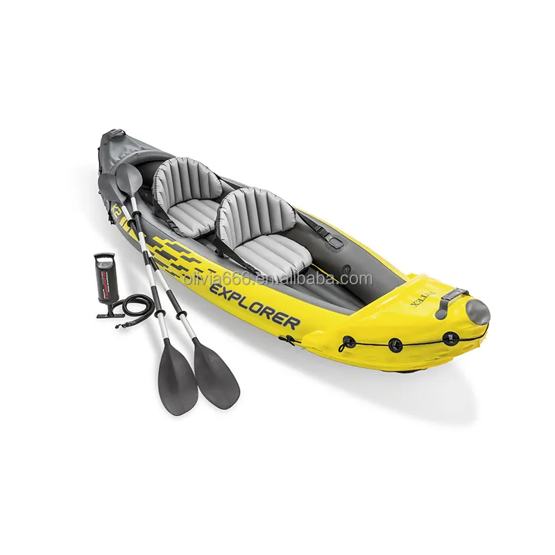 Canoa inflable de doble persona para kayak, barco de asalto, pesca, barco de goma gruesa, plegable