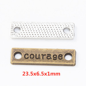 Connecteurs <span class=keywords><strong>Courage</strong></span> Bar pour la fabrication de bijoux, 23,5x6,5x1mm, en alliage gravé, bronze antique et argent antique - Product Image 1