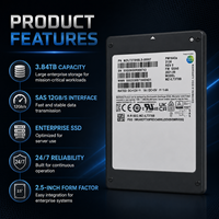 Untuk Samsung PM1643a MZILT3T8HBLS-00007 3.84TB Enterprise SAS SSD 2.5" 12Gb/s Dual Port V-NAND TLC 2100MB/s Solid State Drive