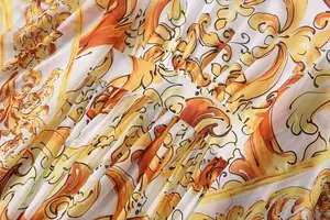 Abito lungo elegante primavera primavera nuovo Fashion Design da donna in <span class=keywords><strong>Chiffon</strong></span> stampa Vintage <span class=keywords><strong>giallo</strong></span> stampa senza schienale - Product Image 4