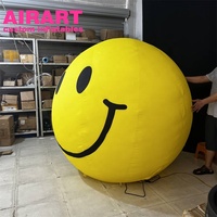 Boule gonflable de visage de sourire de décoration d'activité de taille adaptée aux besoins du client, ballon jaune gonflable