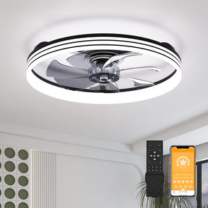 Ventilador de techo de ángulo amplio de 23.6'' con luz LED negra de perfil bajo y 6 velocidades para dormitorio, cocina, sala de estar - Product Image 1