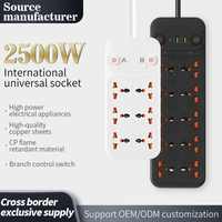 Multiprise portable DENIXI durable et de haute qualité avec interrupteur double commande, 8 prises CA et 2 ports USB Type-C
