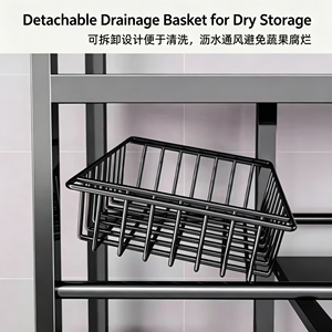 5-Tier Rolling <b>Kitchen</b> <b>Storage</b> <b>Rack</b> With Side Wire Baskets Microwave Stand Mobile Baker's <b>Rack</b> Heavy Duty Metal Organizer - Product Image 3