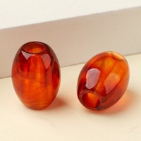 Perles ovales colorées en acrylique 17*12.5mm à grand trou - Perles intercalaires lâches pour la fabrication de bijoux DIY, perles décoratives type bouton