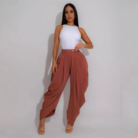 Pantalon Ballon Plissé Taille Haute Ample pour Femme, Style Urbain, Grande Taille, Multicolore, Couleur Unie, Décontracté, Design Unique, pour la Danse