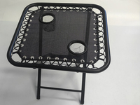 Table d'appoint pliante avec porte-gobelets en filet pour patio extérieur, accessoire de camping portable