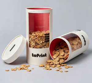 Emballage personnalisé en tube de papier écologique pour céréales et graines, avec fenêtre, impression quadricolore, conteneur alimentaire en papier kraft - Product Image 1