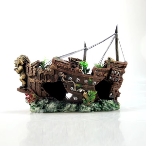 Ornement Navire Coulé Bateau Poisson Épave Réservoir Saig Aquarium décoration Naufrage - Product Image 1