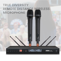 Microphone sans fil professionnel 1-vers-2, dynamique cardioïde, pour performance scénique, longue portée, bande U, anti-sifflement, suppression du bruit