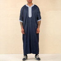 Jubah musulmane respirante en polyester, vêtement islamique arabe, robe brodée, caftan de style marocain, thobe
