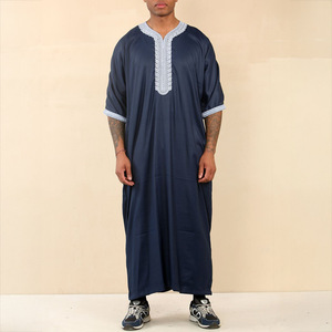 Jubah musulmane respirante en polyester, vêtement islamique <span class=keywords><strong>arabe</strong></span>, <span class=keywords><strong>robe</strong></span> brodée, caftan de style marocain, thobe - Product Image 4