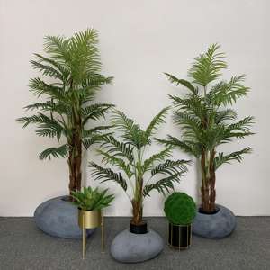 نباتات نخيل أريك خيزران متعددة الساق نباتات اصطناعية نابضة بالحياة خضراء استوائية تنبع بأوراق تبدو طبيعية - Product Image 2