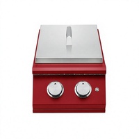 Barbecue à gaz 2 brûleurs en acier inoxydable rouge avec allumage électronique et commande par bouton pour cuisine extérieure