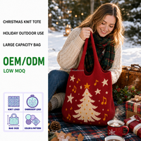 Nouveau Sac Fourre-tout Tricoté Noël 2026 Motif Note de Musique Doux Lavable en Machine Logo Personnalisé Faible MOQ OEM ODM Vente en Gros Sac Cadeau de Fêtes