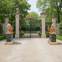 Sculpture en marbre de haute qualité sculptée à la main pour l'extérieur, grande taille, lion assis en marbre, statue en pierre pour l'entrée